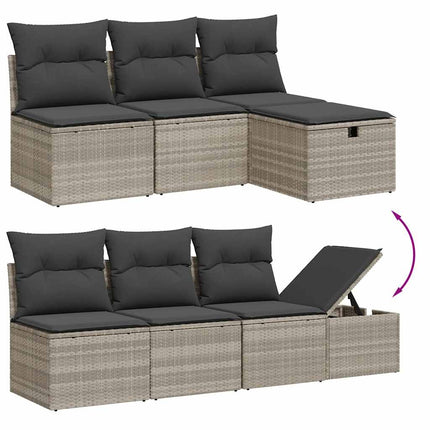 sofasæt til haven 8 dele med hynder polyrattan lysegrå