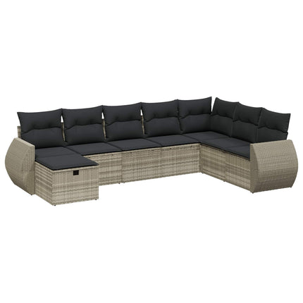 sofasæt til haven 8 dele med hynder polyrattan lysegrå