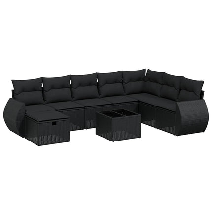 sofasæt til haven 9 dele med hynder polyrattan sort