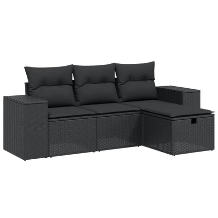 sofasæt til haven 4 dele med hynder polyrattan sort