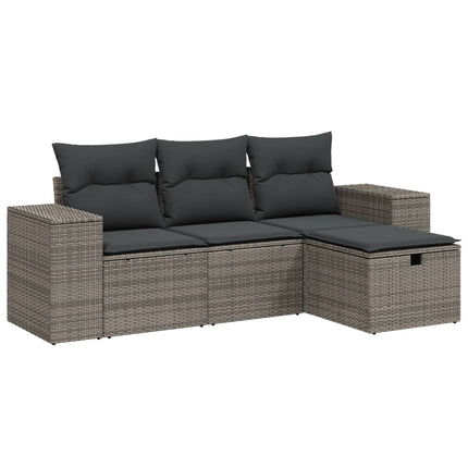 sofasæt til haven 4 dele med hynder polyrattan grå