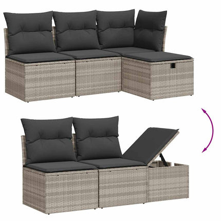 sofasæt 5 dele med hynder polyrattan lysegrå