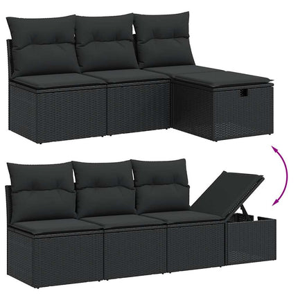 sofasæt til haven 7 dele med hynder polyrattan sort