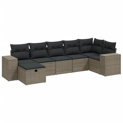 sofasæt til haven 7 dele med hynder polyrattan lysegrå
