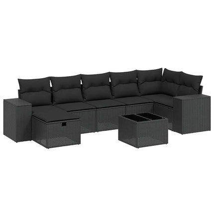 sofasæt til haven 8 dele med hynder polyrattan sort