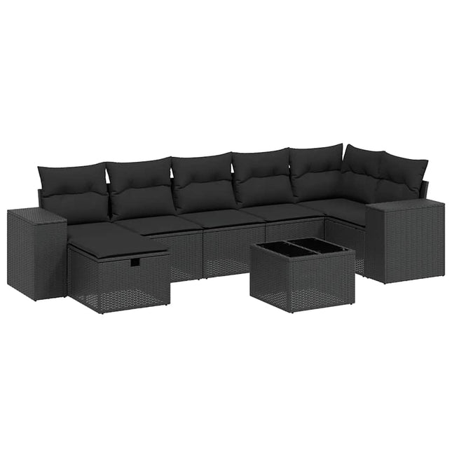 sofasæt til haven 8 dele med hynder polyrattan sort