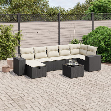 sofasæt til haven 8 dele med hynder polyrattan sort