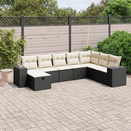 sofasæt til haven 8 dele med hynder polyrattan sort