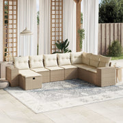 sofasæt til haven 8 dele med hynder polyrattan beige
