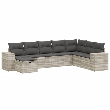 sofasæt til haven 8 dele med hynder polyrattan lysegrå