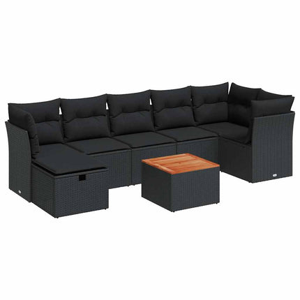 sofasæt til haven 8 dele med hynder polyrattan sort