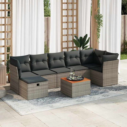 sofasæt til haven 8 dele med hynder polyrattan grå