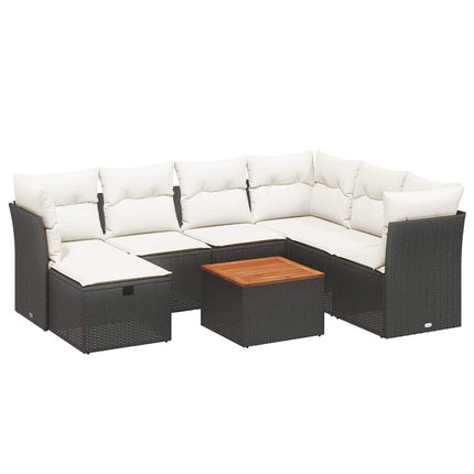 sofasæt til haven 8 dele med hynder polyrattan sort