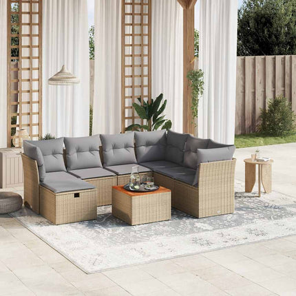 havesofasæt 8 dele med hynder polyrattan beige