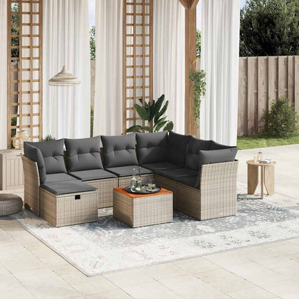 sofasæt til haven 8 dele med hynder polyrattan grå