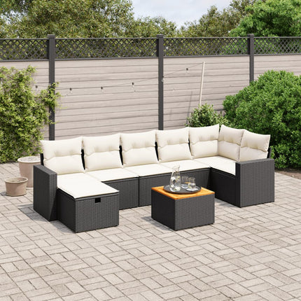 sofasæt til haven 8 dele med hynder polyrattan sort