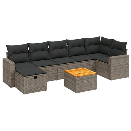 sofasæt til haven 8 dele med hynder polyrattan grå