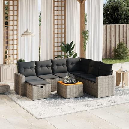 sofasæt til haven 8 dele med hynder polyrattan grå