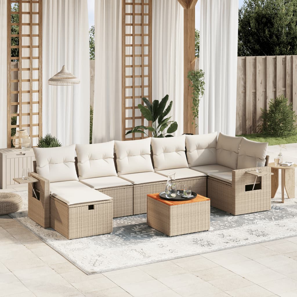 sofasæt til haven 8 dele med hynder polyrattan beige