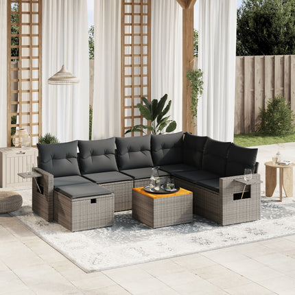 sofasæt til haven 8 dele med hynder polyrattan grå