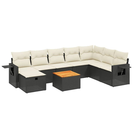 sofasæt til haven 9 dele med hynder polyrattan sort