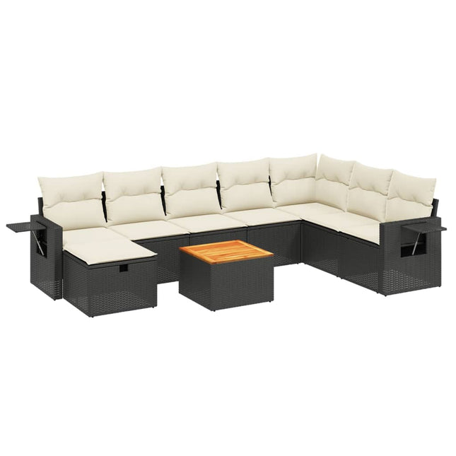 sofasæt til haven 9 dele med hynder polyrattan sort