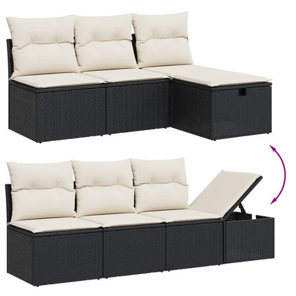 sofasæt til haven 9 dele med hynder polyrattan sort