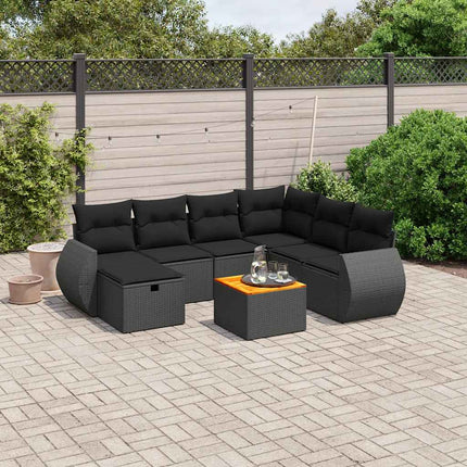 sofasæt til haven 8 dele med hynder polyrattan sort