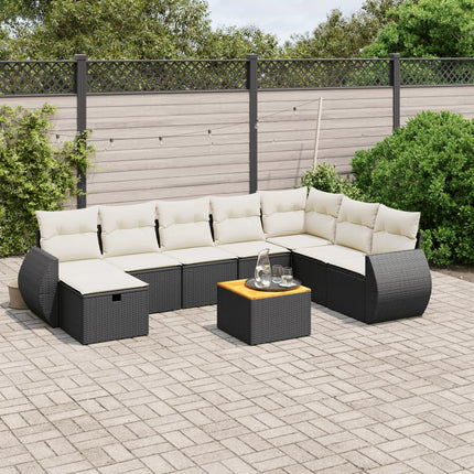 sofasæt til haven 9 dele med hynder polyrattan sort