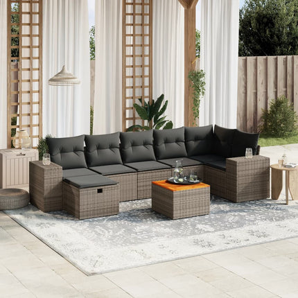 sofasæt til haven 8 dele med hynder polyrattan grå