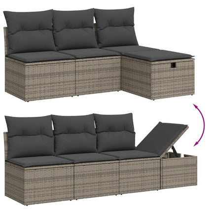 sofaesæt til haven 7 dele med hynder polyrattan grå