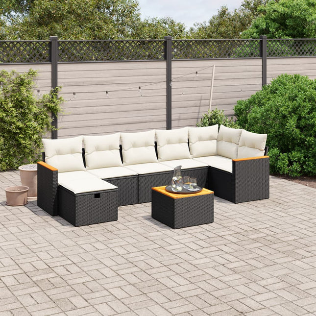 sofasæt til haven 8 dele med hynder polyrattan sort