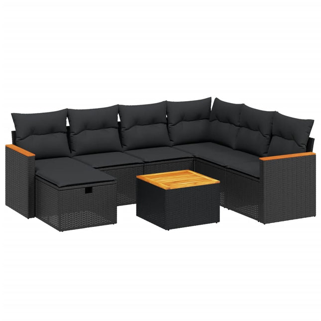 sofasæt til haven 8 dele med hynder polyrattan sort