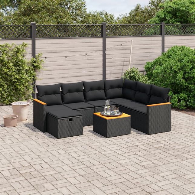 sofasæt til haven 8 dele med hynder polyrattan sort