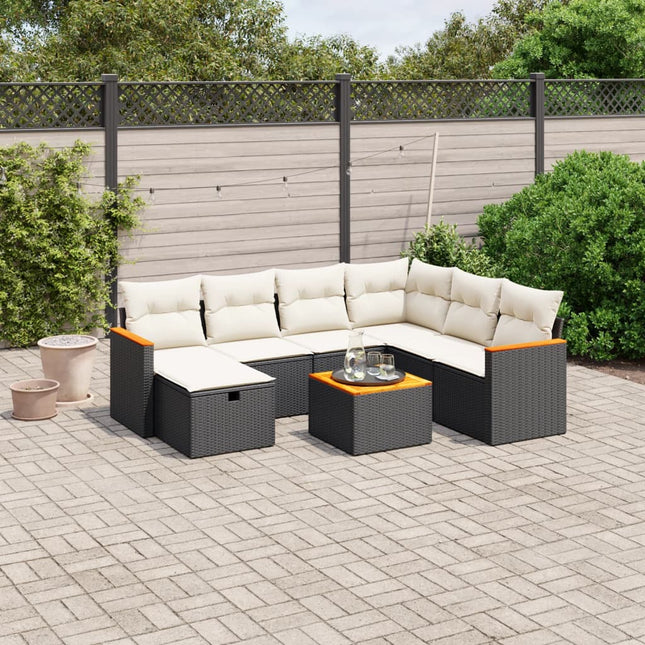 sofasæt til haven 8 dele med hynder polyrattan sort