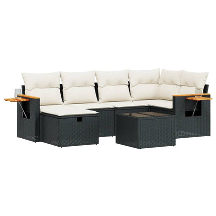 sofasæt til haven 7 dele med hynder polyrattan sort