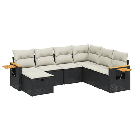 sofasæt til haven 7 dele med hynder polyrattan sort