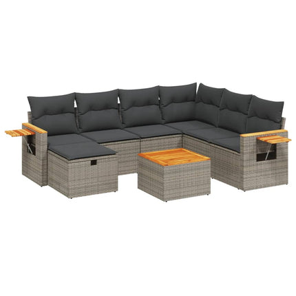 sofasæt til haven 8 dele med hynder polyrattan grå
