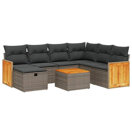 sofasæt til haven 8 dele med hynder polyrattan grå