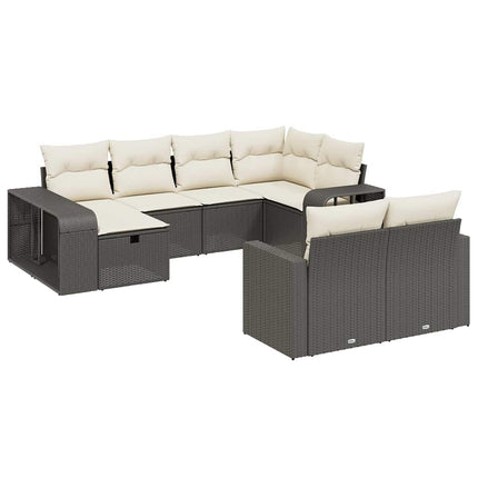sofasæt til haven 10 dele med hynder polyrattan sort