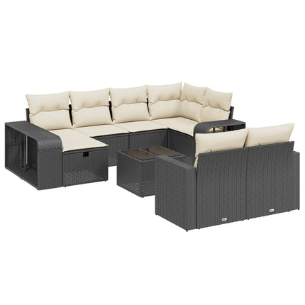sofasæt til haven 11 dele med hynder polyrattan sort