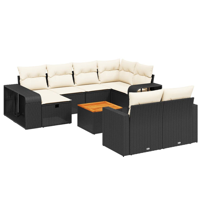 sofasæt til haven 11 dele med hynder polyrattan sort