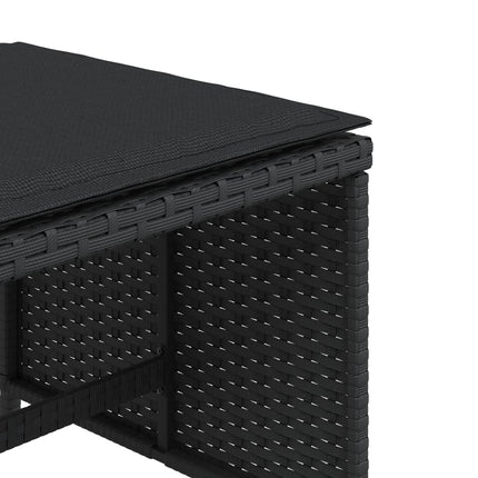 haveskammel med hynder 4 stk. 40x40x35 cm polyrattan sort