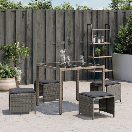 haveskamler 4 stk. med hynder 40x40x35 cm polyrattan grå