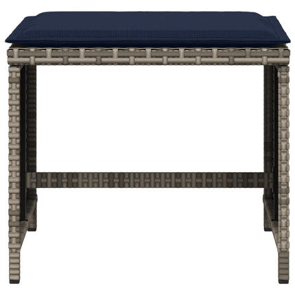 haveskamler 4 stk. med hynder 40x40x35 cm polyrattan grå