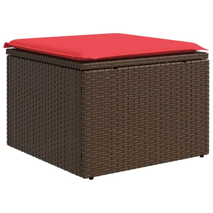 havesofasæt med 7 hynder brun polyrattan