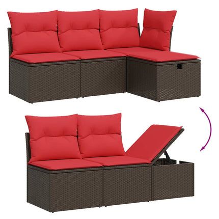 havesofasæt med 7 hynder brun polyrattan