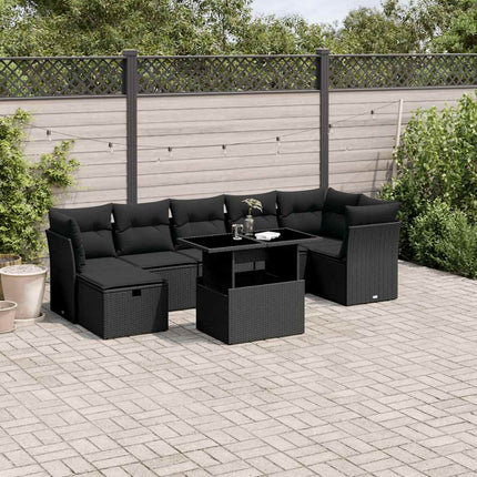 sofasæt til haven 8 dele med hynder polyrattan sort
