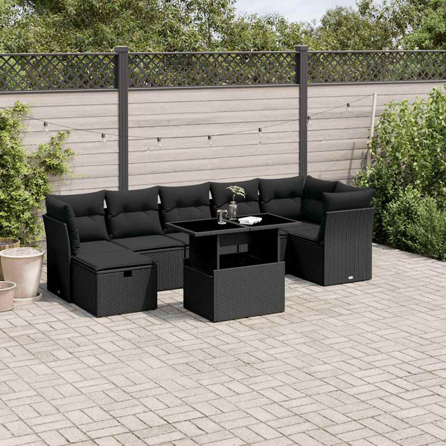 sofasæt til haven 8 dele med hynder polyrattan sort