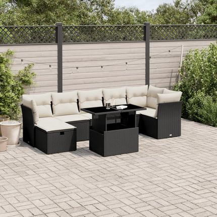 sofasæt til haven 8 dele med hynder polyrattan sort